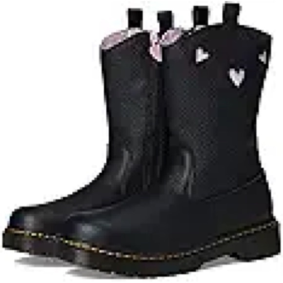 Doc Marten Black Leather Bex Heart Boots - Picture 2 of 10